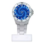 Glossy Electric Blue Spiral Fractal  Plastic Nurses Watch