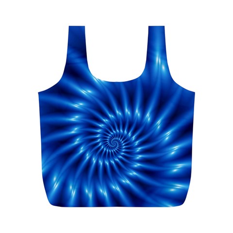 Glossy Electric Blue Spiral Fractal  Full Print Recycle Bag (M) from ArtsNow.com Front