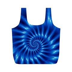 Glossy Electric Blue Spiral Fractal  Full Print Recycle Bag (M) from ArtsNow.com Front