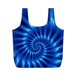 Glossy Electric Blue Spiral Fractal  Full Print Recycle Bag (M)