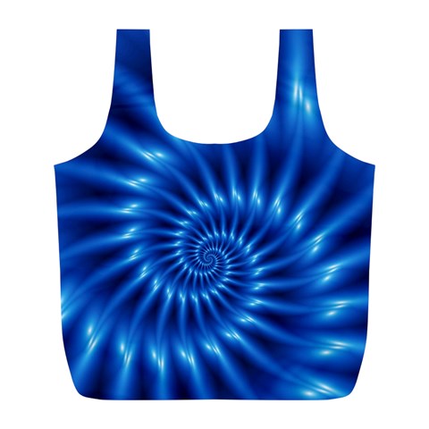 Glossy Electric Blue Spiral Fractal  Full Print Recycle Bag (L) from ArtsNow.com Front