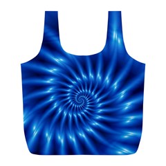 Glossy Electric Blue Spiral Fractal  Full Print Recycle Bag (L) from ArtsNow.com Front