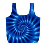 Glossy Electric Blue Spiral Fractal  Full Print Recycle Bag (L)