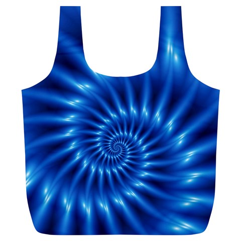 Glossy Electric Blue Spiral Fractal  Full Print Recycle Bag (XL) from ArtsNow.com Front