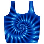 Glossy Electric Blue Spiral Fractal  Full Print Recycle Bag (XL)