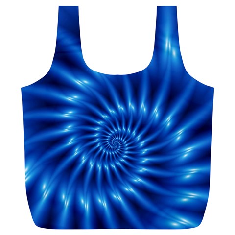 Glossy Electric Blue Spiral Fractal  Full Print Recycle Bag (XL) from ArtsNow.com Back