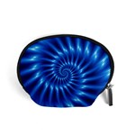 Glossy Electric Blue Spiral Fractal  Accessory Pouch (Small)