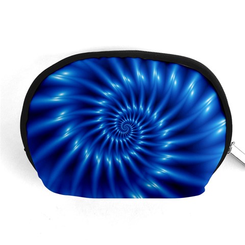 Glossy Electric Blue Spiral Fractal  Accessory Pouch (Medium) from ArtsNow.com Front