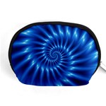 Glossy Electric Blue Spiral Fractal  Accessory Pouch (Medium)