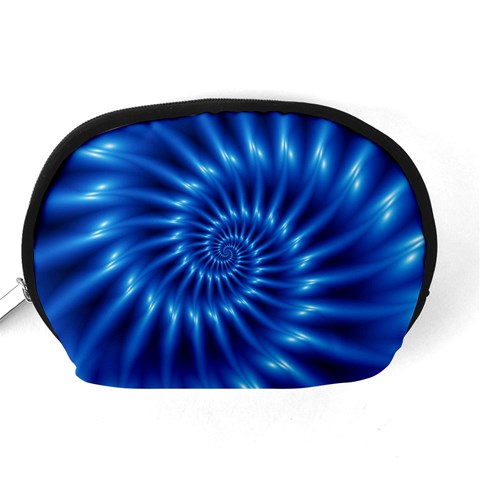 Glossy Electric Blue Spiral Fractal  Accessory Pouch (Medium) from ArtsNow.com Back