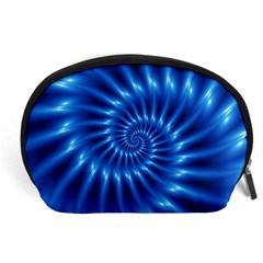 Glossy Electric Blue Spiral Fractal  Accessory Pouch (Large) from ArtsNow.com Front