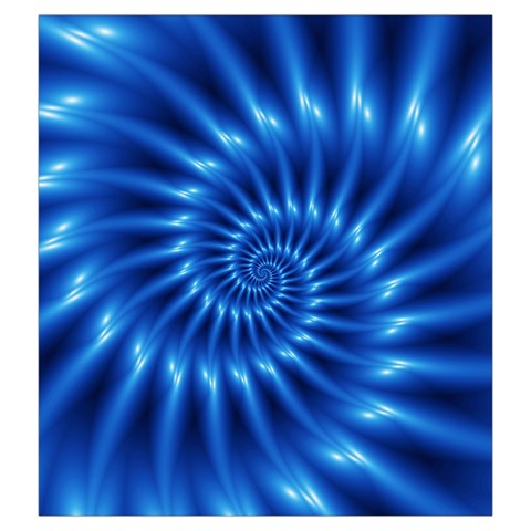 Glossy Electric Blue Spiral Fractal  Drawstring Pouch (Large) from ArtsNow.com Front