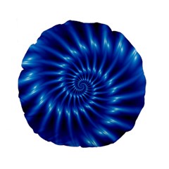 Glossy Electric Blue Spiral Fractal  Standard 15  Premium Flano Round Cushion  from ArtsNow.com Front