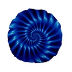 Glossy Electric Blue Spiral Fractal  Standard 15  Premium Flano Round Cushion 