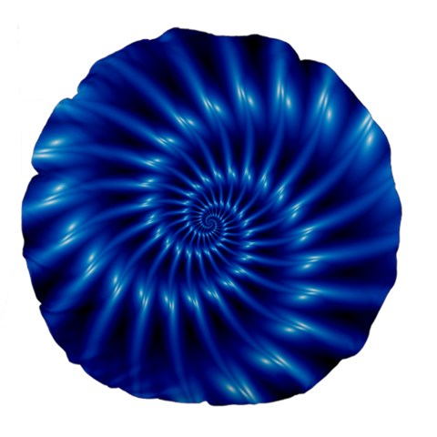 Glossy Electric Blue Spiral Fractal  Large 18  Premium Flano Round Cushion  from ArtsNow.com Front