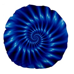 Glossy Electric Blue Spiral Fractal  Large 18  Premium Flano Round Cushion  from ArtsNow.com Front