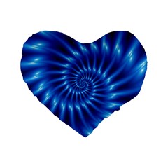 Glossy Electric Blue Spiral Fractal  Standard 16  Premium Flano Heart Shape Cushion  from ArtsNow.com Front