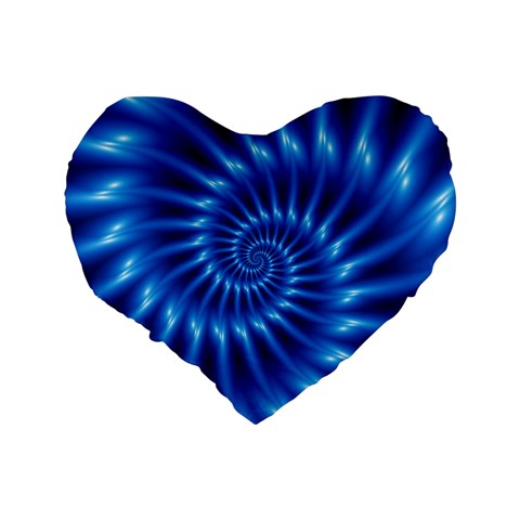 Glossy Electric Blue Spiral Fractal  Standard 16  Premium Flano Heart Shape Cushion  from ArtsNow.com Back