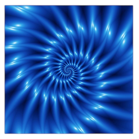 Glossy Electric Blue Spiral Fractal  Large Satin Scarf (Square) from ArtsNow.com Front