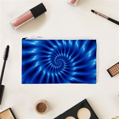 Glossy Electric Blue Spiral Fractal  Cosmetic Bag (XS) from ArtsNow.com Front