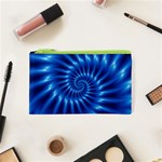 Glossy Electric Blue Spiral Fractal  Cosmetic Bag (XS)