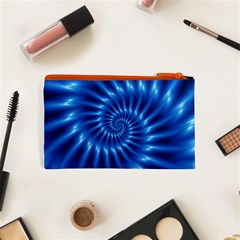 Glossy Electric Blue Spiral Fractal  Cosmetic Bag (XS) from ArtsNow.com Back