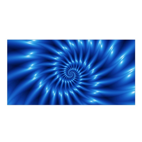 Glossy Electric Blue Spiral Fractal  Satin Shawl from ArtsNow.com Front