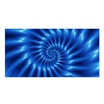 Glossy Electric Blue Spiral Fractal  Satin Shawl