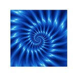 Glossy Electric Blue Spiral Fractal  Small Satin Scarf (Square)