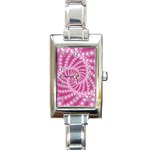 Glossy Pastel Pink Beaded Spiral Fractal  Rectangle Italian Charm Watch