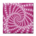 Glossy Pastel Pink Beaded Spiral Fractal  Tile Coaster