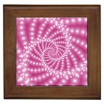 Glossy Pastel Pink Beaded Spiral Fractal  Framed Tile