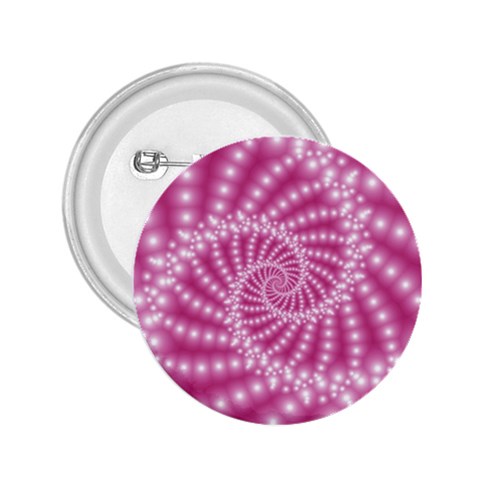 Glossy Pastel Pink Beaded Spiral Fractal  2.25  Button from ArtsNow.com Front