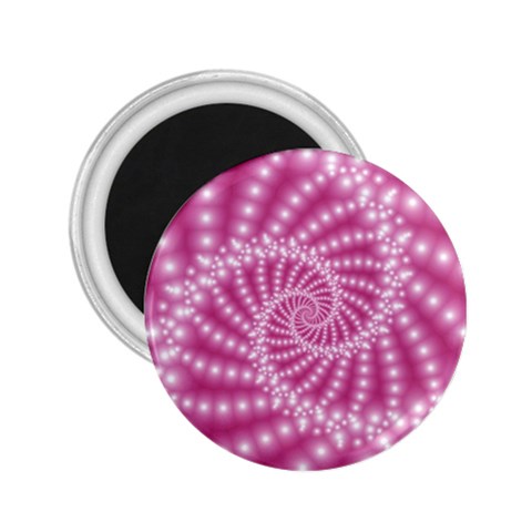 Glossy Pastel Pink Beaded Spiral Fractal  2.25  Magnet from ArtsNow.com Front