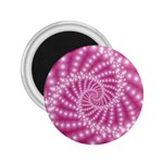 Glossy Pastel Pink Beaded Spiral Fractal  2.25  Magnet