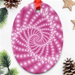 Glossy Pastel Pink Beaded Spiral Fractal  Ornament (Oval)