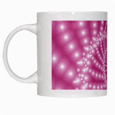 Glossy Pastel Pink Beaded Spiral Fractal  White Mug from ArtsNow.com Left