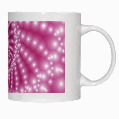 Glossy Pastel Pink Beaded Spiral Fractal  White Mug from ArtsNow.com Right