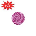 Glossy Pastel Pink Beaded Spiral Fractal  1  Mini Button (10 pack) 