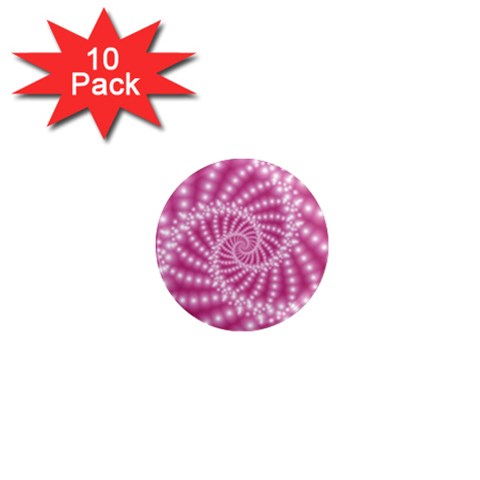 Glossy Pastel Pink Beaded Spiral Fractal  1  Mini Magnet (10 pack)  from ArtsNow.com Front