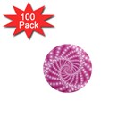 Glossy Pastel Pink Beaded Spiral Fractal  1  Mini Magnet (100 pack) 