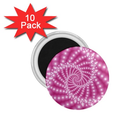 Glossy Pastel Pink Beaded Spiral Fractal  1.75  Magnet (10 pack)  from ArtsNow.com Front