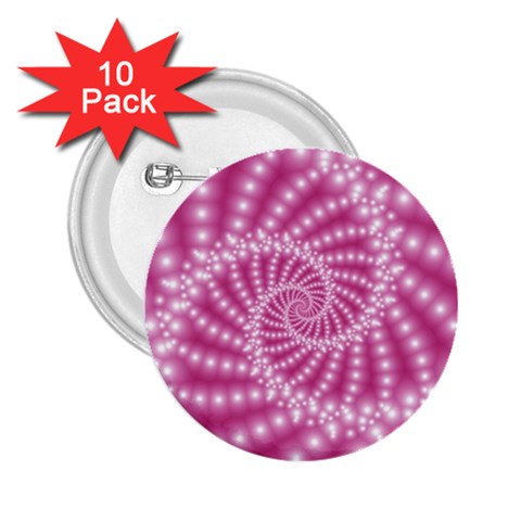 Glossy Pastel Pink Beaded Spiral Fractal  2.25  Button (10 pack) from ArtsNow.com Front