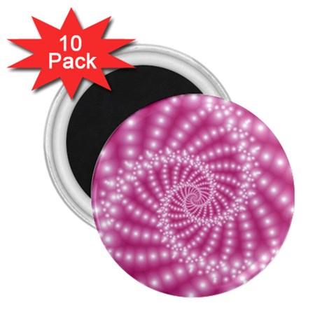 Glossy Pastel Pink Beaded Spiral Fractal  2.25  Magnet (10 pack) from ArtsNow.com Front