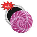 Glossy Pastel Pink Beaded Spiral Fractal  2.25  Magnet (10 pack)