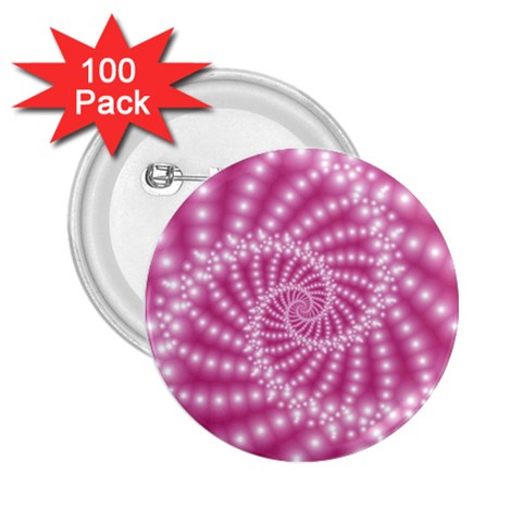 Glossy Pastel Pink Beaded Spiral Fractal  2.25  Button (100 pack) from ArtsNow.com Front