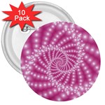 Glossy Pastel Pink Beaded Spiral Fractal  3  Button (10 pack)