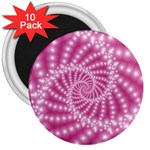 Glossy Pastel Pink Beaded Spiral Fractal  3  Magnet (10 pack)