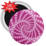 Glossy Pastel Pink Beaded Spiral Fractal  3  Magnet (100 pack)