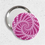 Glossy Pastel Pink Beaded Spiral Fractal  2.25  Handbag Mirror